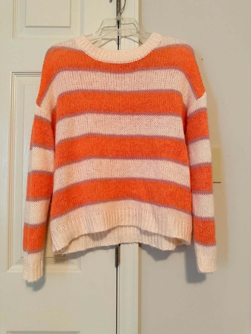 SeaSon Burnt Orange Striped Sweater Size S/M Mohair Blend Knit Pullover